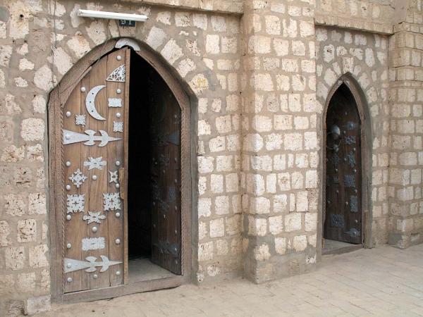 Carved mosque doors in Timbuktu